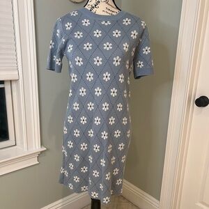 Just Polly Elegant Blue Floral Midi Dress